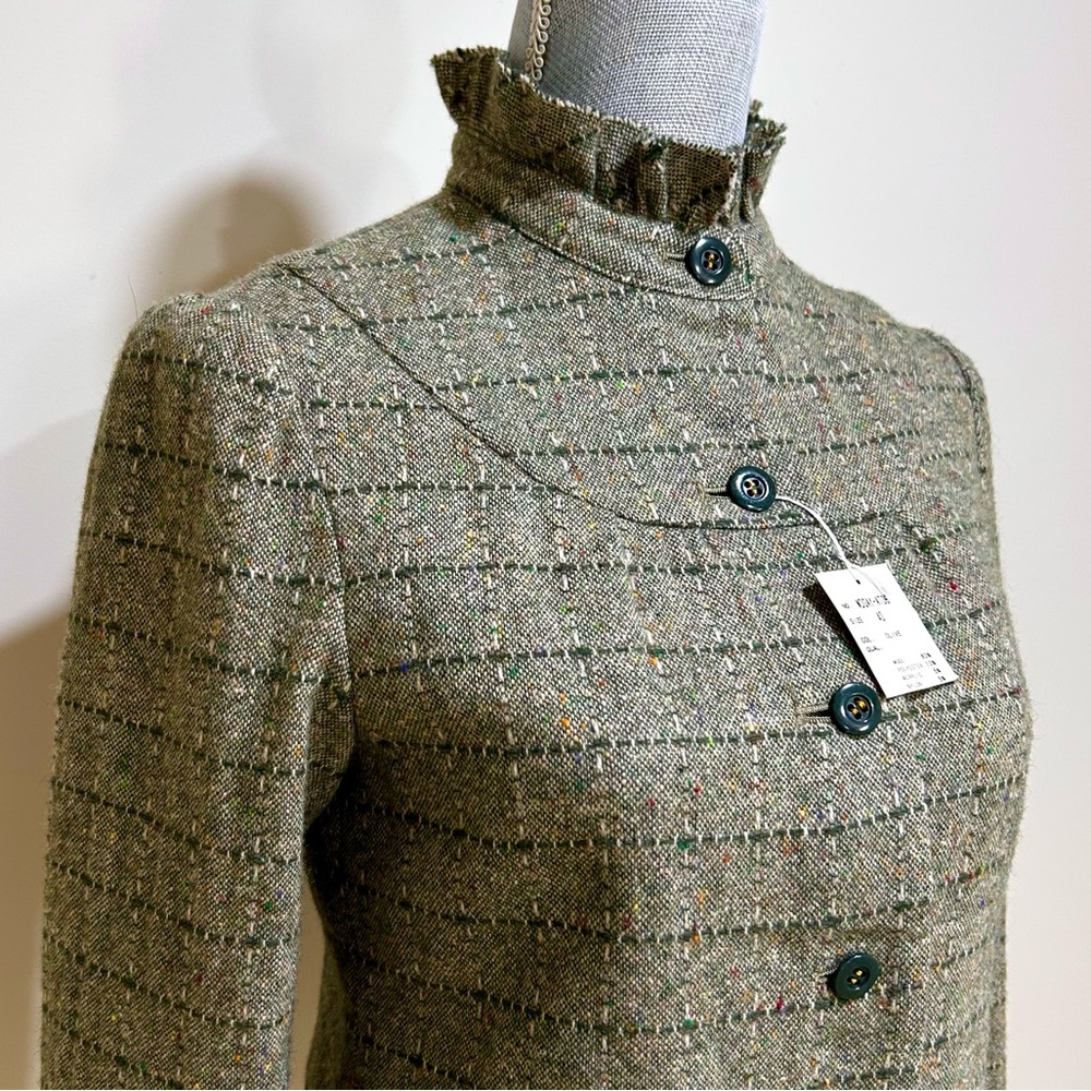 Nwt GEM Japan Tweed Frill Jacket Green